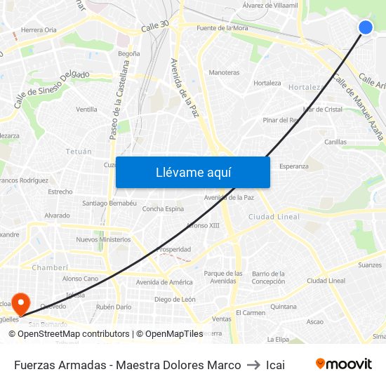 Fuerzas Armadas - Maestra Dolores Marco to Icai map