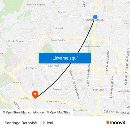 Santiago Bernabéu to Icai map