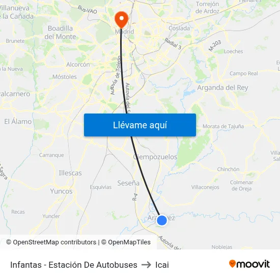 Infantas - Estación De Autobuses to Icai map