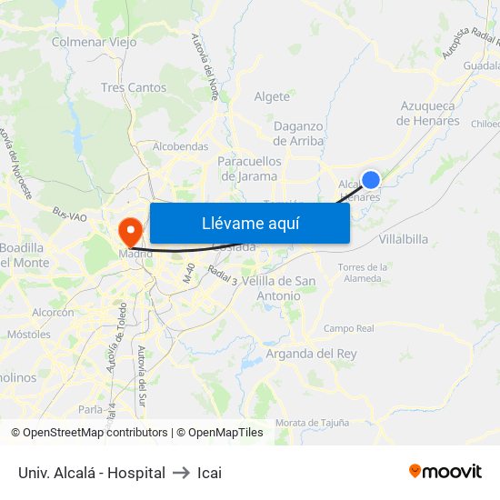 Univ. Alcalá - Hospital to Icai map