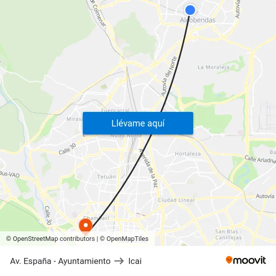 Av. España - Ayuntamiento to Icai map