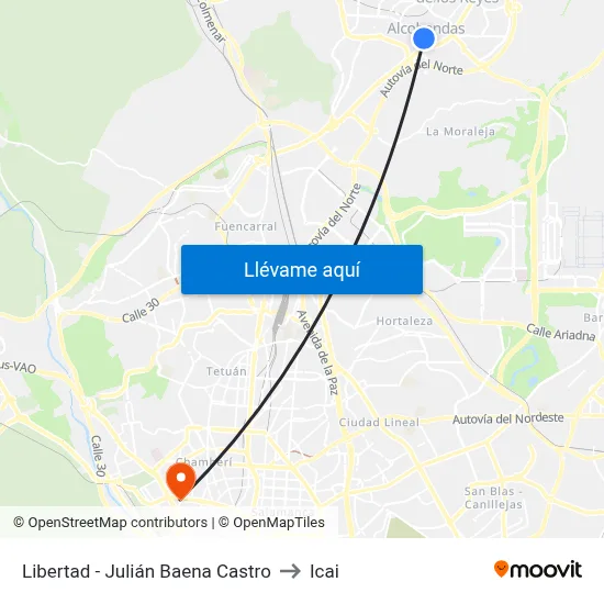 Libertad - Julián Baena Castro to Icai map