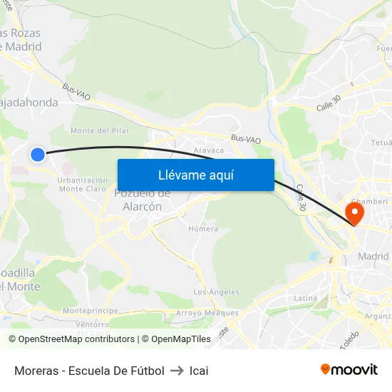 Moreras - Escuela De Fútbol to Icai map