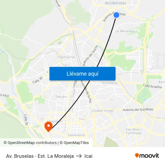Av. Bruselas - Est. La Moraleja to Icai map
