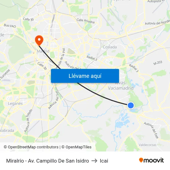 Miralrío - Av. Campillo De San Isidro to Icai map