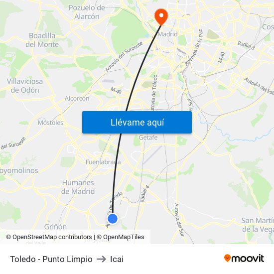 Toledo - Punto Limpio to Icai map