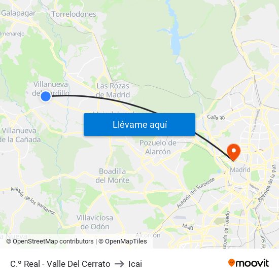 C.º Real - Valle Del Cerrato to Icai map