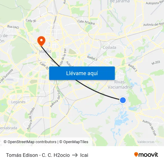 Tomás Edison - C. C. H2ocio to Icai map
