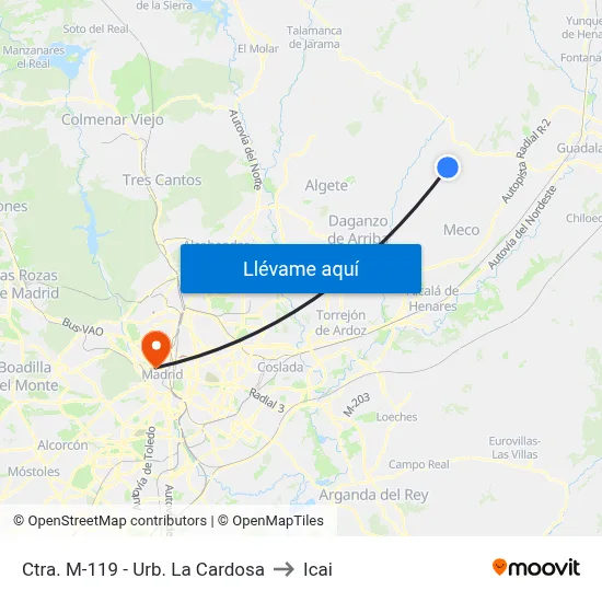 Ctra. M-119 - Urb. La Cardosa to Icai map