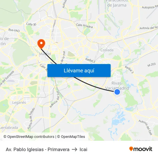 Av. Pablo Iglesias - Primavera to Icai map