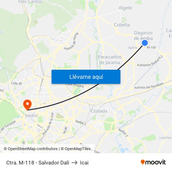 Ctra. M-118 - Salvador Dalí to Icai map