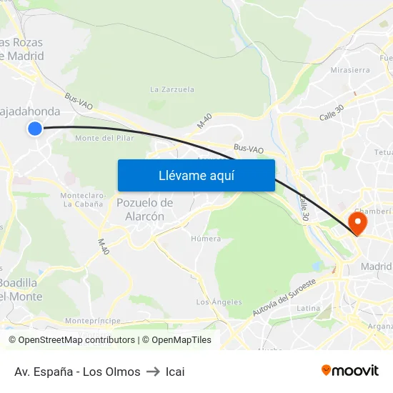 Av. España - Los Olmos to Icai map