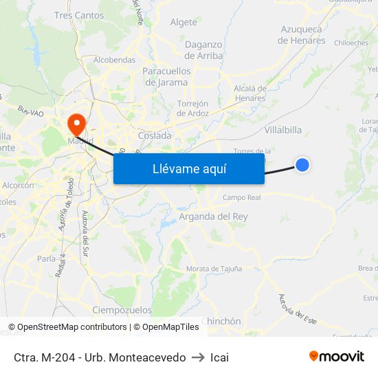 Ctra. M-204 - Urb. Monteacevedo to Icai map