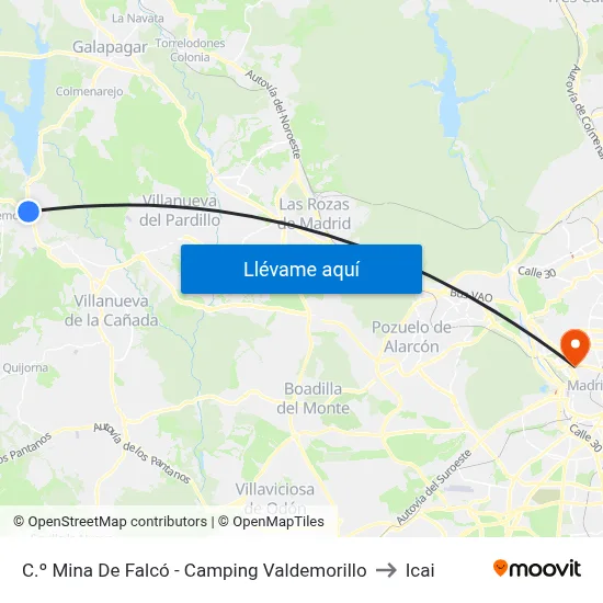 C.º Mina De Falcó - Camping Valdemorillo to Icai map