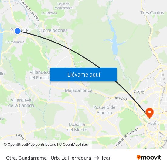 Ctra. Guadarrama - Urb. La Herradura to Icai map