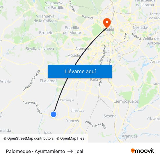 Palomeque - Ayuntamiento to Icai map