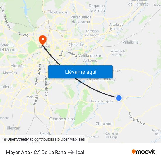 Mayor Alta - C.º De La Rana to Icai map