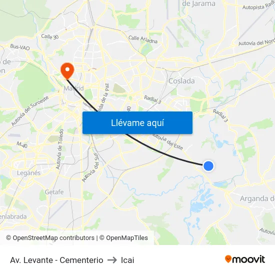 Av. Levante - Cementerio to Icai map