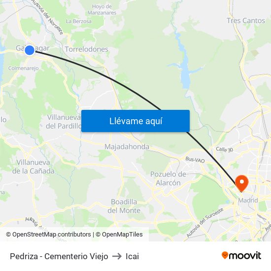 Pedriza - Cementerio Viejo to Icai map