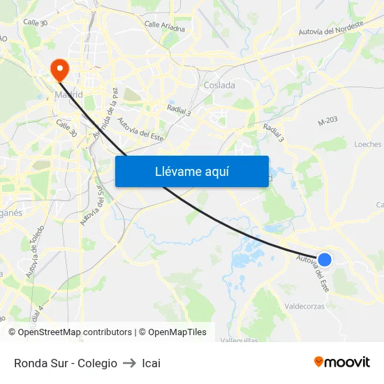 Ronda Sur - Colegio to Icai map