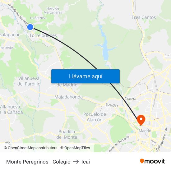 Monte Peregrinos - Colegio to Icai map
