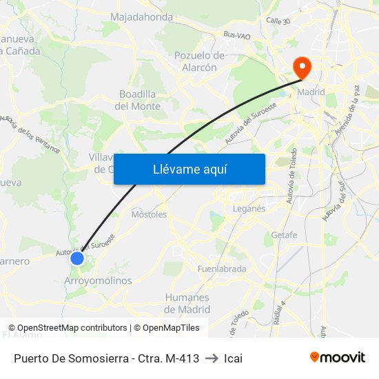 Puerto De Somosierra - Ctra. M-413 to Icai map