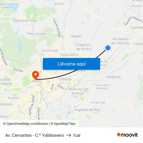 Av. Cervantes - C.º Valdeavero to Icai map