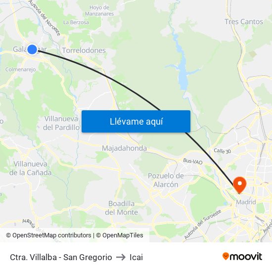 Ctra. Villalba - San Gregorio to Icai map