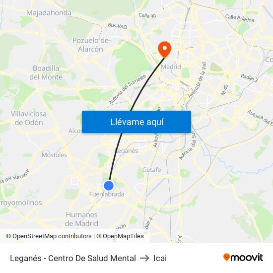 Leganés - Centro De Salud Mental to Icai map