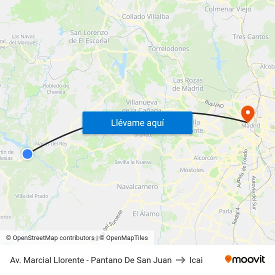 Av. Marcial Llorente - Pantano De San Juan to Icai map