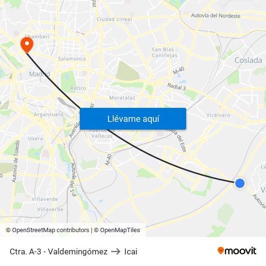 Ctra. A-3 - Valdemingómez to Icai map