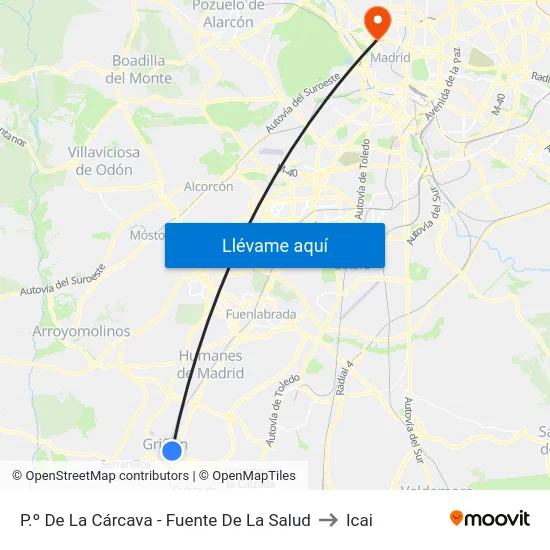P.º De La Cárcava - Fuente De La Salud to Icai map