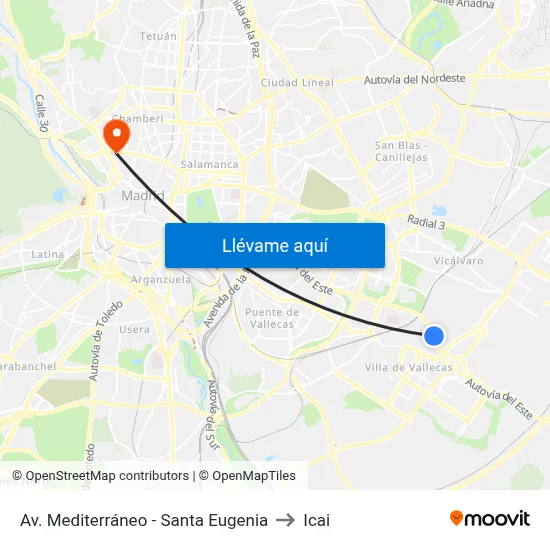 Av. Mediterráneo - Santa Eugenia to Icai map