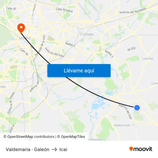 Valdemaría - Galeón to Icai map