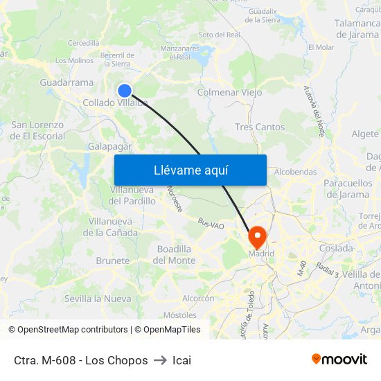 Ctra. M-608 - Los Chopos to Icai map