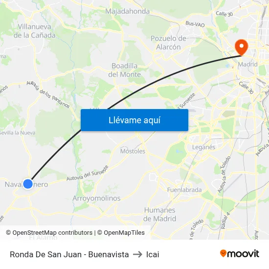 Ronda De San Juan - Buenavista to Icai map