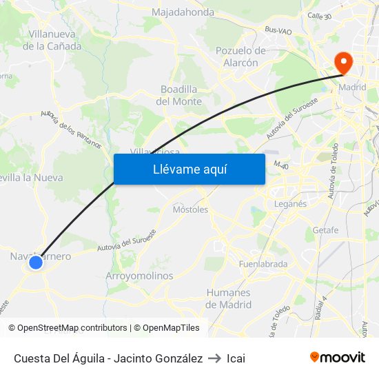 Cuesta Del Águila - Jacinto González to Icai map