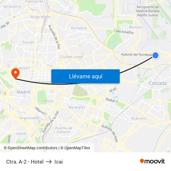 Ctra. A-2 - Hotel to Icai map