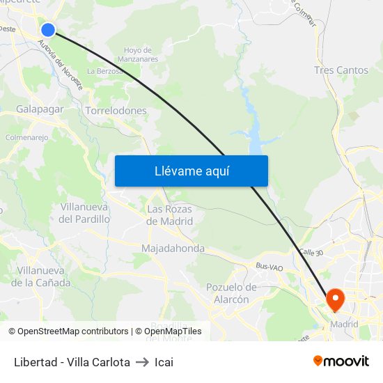 Libertad - Villa Carlota to Icai map