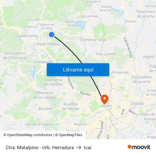 Ctra. Matalpino - Urb. Herradura to Icai map