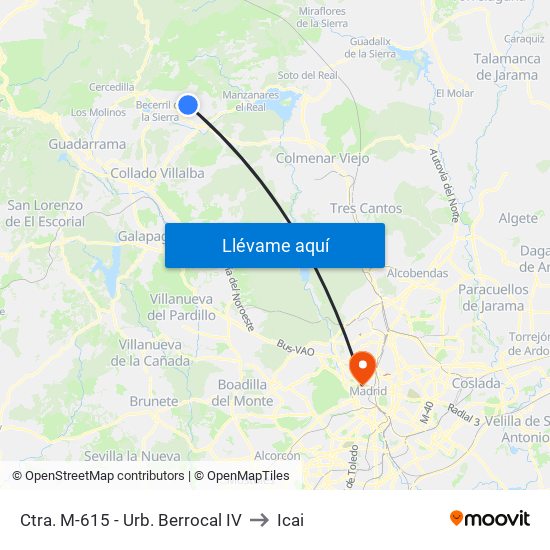 Ctra. M-615 - Urb. Berrocal IV to Icai map