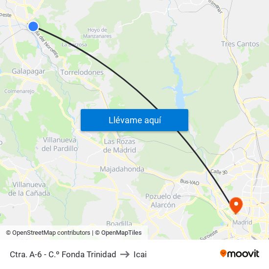 Ctra. A-6 - C.º Fonda Trinidad to Icai map