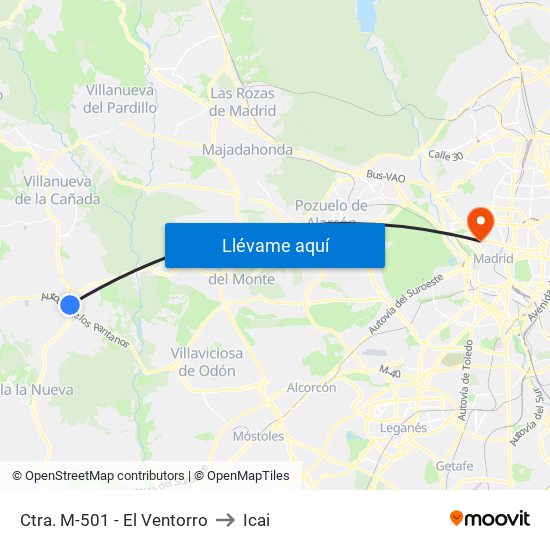 Ctra. M-501 - El Ventorro to Icai map