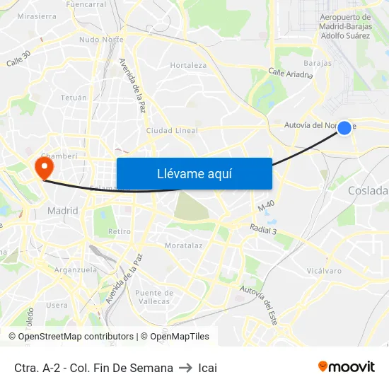 Ctra. A-2 - Col. Fin De Semana to Icai map