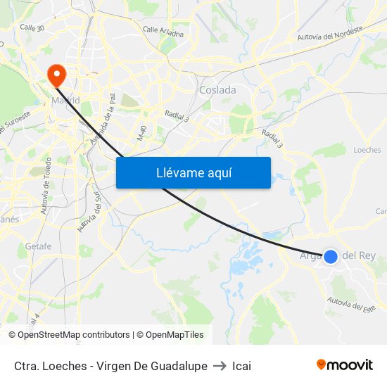 Ctra. Loeches - Virgen De Guadalupe to Icai map