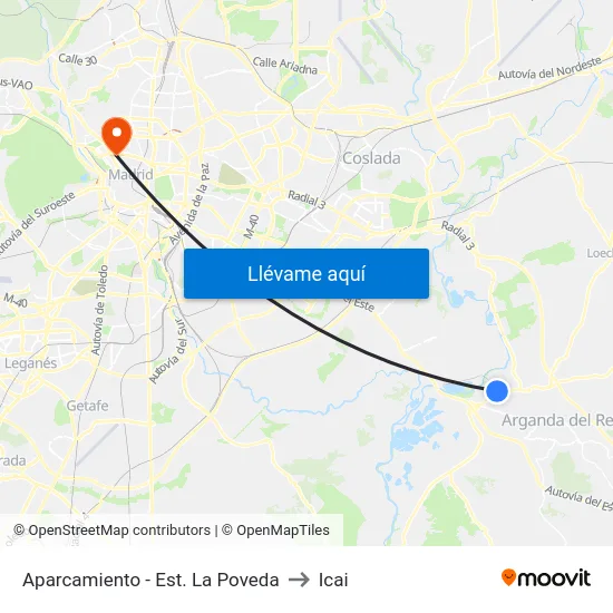 Aparcamiento - Est. La Poveda to Icai map