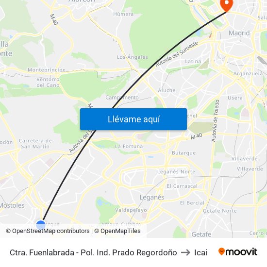 Ctra. Fuenlabrada - Pol. Ind. Prado Regordoño to Icai map