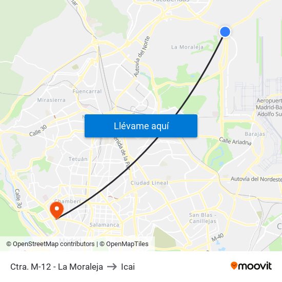 Ctra. M-12 - La Moraleja to Icai map