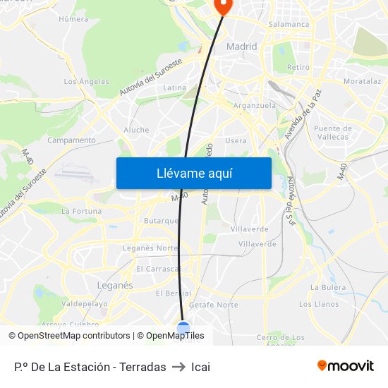 P.º De La Estación - Terradas to Icai map