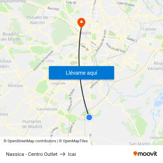 Nassica - Centro Outlet to Icai map